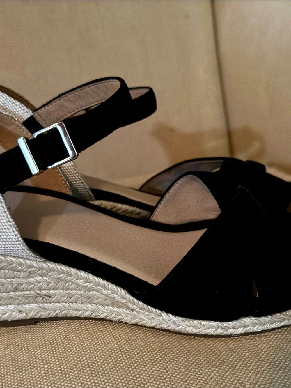 Easy Spirit Shandra Espadrille Wedge Sandal in Black